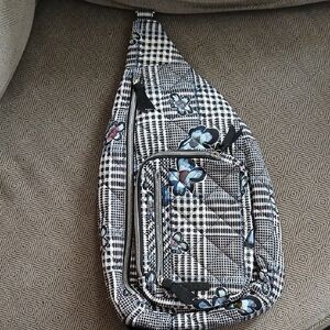 Vera Bradley Black White Gingham Floral Quilted Belt Bag
